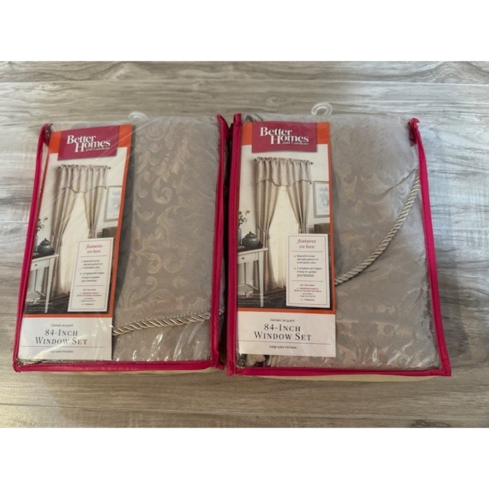 NEW Better Homes And Gardens 84-Inch Taupe Window Set (Lot of 2 packs)